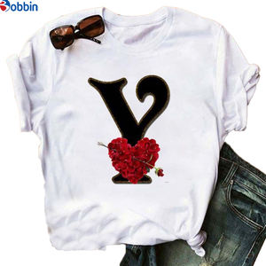 Women's English <b>Alphabet</b> <b>Print</b> T Shirt New Summer Couples Lovers Breathable Letter & Lovely Sweet Style Plus Size Women Top - Product Image 1