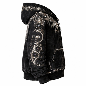 Sudadera con Capucha Unisex de Primera Calidad, Diseño Personalizado, Estilo Moderno, con Pedrería, Lavado Ácido, Talla Grande, 100% Algodón - Product Image 5