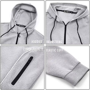 ฤดูใบไม้ผลิฤดูใบไม้ร่วงชุดกีฬาผู้ชายมีฮู้ดลำลองผ้าฝ้ายขนาดพิเศษเสื้อผ้าวิ่งทรงหลวมชุด 2 ชิ้น - Product Image 5