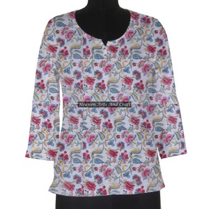 Robe en coton indien imprimée à la main pour femmes de toutes tailles, robe d'été décontractée Kurti, robe en coton indienne imprimée à la main - Product Image 1