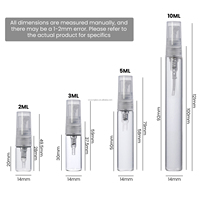 Vente en gros de flacons diffuseurs cylindriques miniatures vides de 1 ml, 2 ml, 3 ml, 5 ml, 10 ml, flacon de parfum en verre vaporisateur pour parfum