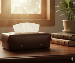 Boîte à mouchoirs et porte-serviettes en cuir véritable fait main de luxe pour la maison, la cuisine, la voiture, la décoration de table - Product Image 3