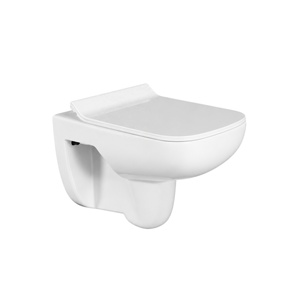 WC mural moderne sans bride en céramique monobloc, cuvette allongée, chasse d'eau par siphon, écologique, facile à nettoyer, WC minimaliste - Product Image 1