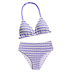 Traje de Baño Bikini a Rayas Personalizado para Mujer, Dos Piezas, Top Triangular con Braguita a Juego, Traje de Baño para Playa, Fabricante OEM ODM - Product Image 1