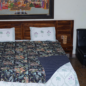 Handmade Reversible Floral Kantha Quilt Organic Cotton Bohemian <b>Bedspread</b> All Season Home Decor - Product Image 4