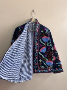 Velvet Suzani Jacket With Indian Embroidered <b>Art</b> Work Boho Women Jacket - Product Image 5