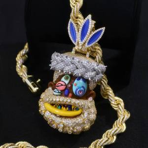 Hip Hop Rapper Travis Scott Funny Moissanite Silver Customized Iced Out Cartoon Jesus Pendant - Product Image 1