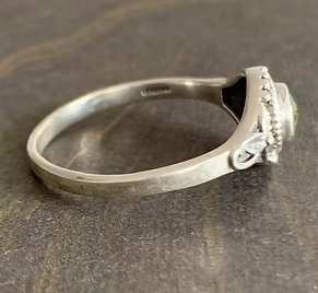 Dainty 2.2 Grams Peridot Gemstone <b>Ring</b> 925 Sterling <b>Silver</b> Vintage Style Bezel Setting for Women & <b>Men</b> Daily Wear - Product Image 4