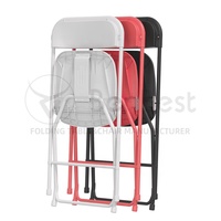 Dernier produit 45*45*80cm vente en gros noir blanc restaurant chaises pliantes pour événements dossier chaise en plastique