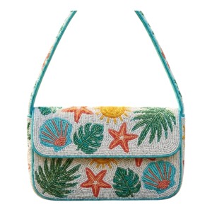 Bolso de hombro hecho a mano con cuentas y rayas rosas para mujer, elegante bolso bordado para fiesta, bolso bandolera tipo caramelo. - Product Image 4