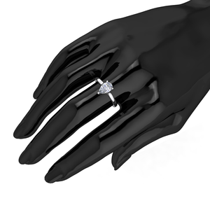 Anillo de Compromiso y Boda de Lujo Divya Creations para Mujer, con Diamante Cultivado en Laboratorio, Color E, Corte Pera, Plata 925, Bañado en Rodio, 1.04ct, IGI - Product Image 2