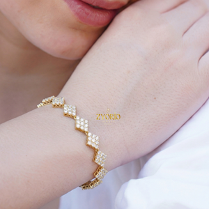 925 <b>Silver</b> Geometric Cluster Diamond <b>Bracelet</b> <b>Silver</b> Plated Featuring Modern Angular Classic Design Women's Anniversary Gift - Product Image 5