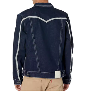 Veste en jean surdimensionnée OEM pour hommes |   Manteau en jean bleu délavé coupe ample style vintage, vêtement d'extérieur streetwear avec logo personnalisé, prix de gros - Product Image 3