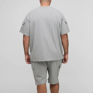 Nouveauté : Ensemble été homme style streetwear, t-shirt oversize et short cargo, tenue décontractée deux pièces, impression logo personnalisée - Product Image 2