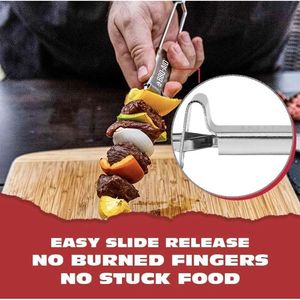 Spiedini Premium a Doppia Punta in Acciaio Inossidabile per Barbecue, Bastoncini a Sgancio Rapido per Kebab, Verdure e Altro - Product Image 4