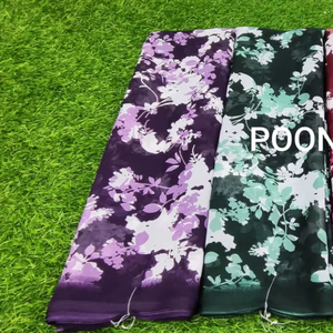 Atractivo sari de georgette con estampado de rayos solares, sari moderno de moda étnica, proveedor mayorista de sari para exportación a granel - Product Image 1