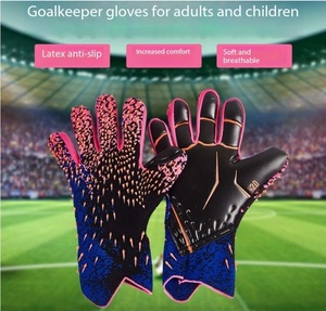 Football Goalkeeper Gloves Full Finger Sheepskin Leather PU Material Non-Slip Breathable Quick Drying Adjustable Wrist <b>Strap</b> - Product Image 6
