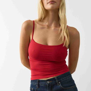 Women's Camisole Tank <b>Top</b> Sleeveless Outerwear 100% Cotton Knitted Hip Hop Style Solid Ribbed Crop <b>Top</b> Custom Breathable Cami - Product Image 5