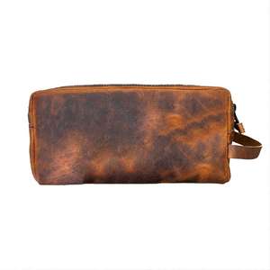 Bolsa de Viaje de Cuero Genuino de Lujo, Diseño Vintage, Cierre de Cremallera, Asa de Transporte, Gran Capacidad, para Cosméticos - Product Image 2