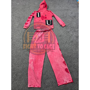 Conjunto de chándal estilo flare para parejas, personalizado para el Día de San Valentín, lavado ácido, color rojo, para hombre, 100% algodón, sudadera con capucha y pantalones flare. - Product Image 6