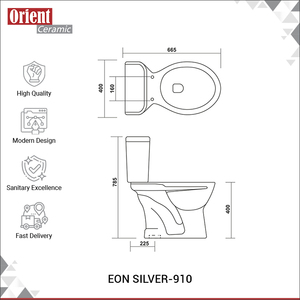 Inodoro Moderno de Dos Piezas con Descarga por Gravedad, Fabricado en India, de la Más Alta Calidad, para Venta al Por Mayor - Product Image 3
