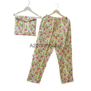 ชุดนอนผ้าฝ้ายแท้ 100% คอกลม พิมพ์ลายด้วยมือ ขายดี สำหรับผู้หญิงและเด็กผู้หญิง - Product Image 3