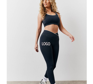 Tenues de sport de haute qualité pour filles, ensemble de yoga, collants de compression pour l'entraînement athlétique, vêtements de sport personnalisés avec logo, ensemble de fitness 2 pièces - Product Image 4