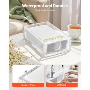 Porte-serviettes en acrylique transparent 9,1 x 5,5 x 2,6 pouces, plateau de rangement pour serviettes de toilette avec ouverture en U, support pour serviettes jetables - Product Image 4