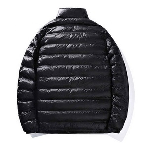 Men's Navy Blue Down Puffer Jacket Windproof Stand Collar Casual Winter <b>Coat</b> Regular Fit Zipper Closure Solid Color Insulated - Product Image 2