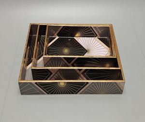 Plateau de service en bois émaillé imprimé, fabriqué en Inde pour la nourriture et la décoration, vente en gros - Product Image 1