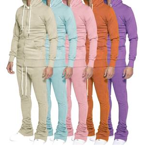 High Quality Men Slim Fit Stacked Tracksuit Hoodie Layered Two-Piece Set Winter Autumn Stacked <b>Pants</b> Sets Tracksuits Sweat Suits - Product Image 2