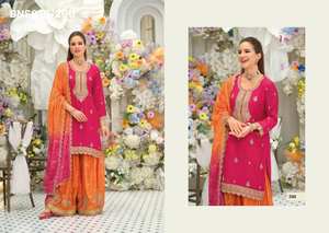 Superbe tenue de festival en tissu chinon, aux couleurs éclatantes et d'un look élégant, avec broderies, à prix de gros. - Product Image 3