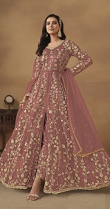 Traje Anarkali Moderno Bordado con Mariposas, Semisellado, Largo hasta el Suelo, para Bodas y Fiestas - Product Image 6