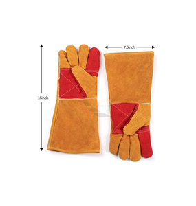 Guantes de Soldadura Resistentes al Calor y al Fuego para Soldadura TIG, MIG, Stick, Guantes para Barbacoa, Horno, Parrilla, Manipulación de Animales con Forro Suave (Rojo) con Orificios - Product Image 2