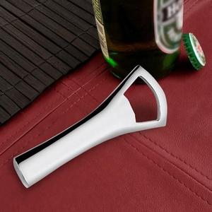 Luxury Silver Chrome Metal Bottle Opener Features Ergonomic Solid Grip Handle Elegant Minimalist Modern Premium <b>Bar</b> <b>Tool</b> - Product Image 5