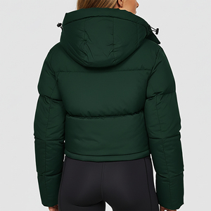 Chaqueta acolchada de alta calidad con cierre de cremallera, estilo crop top, para mujer, nueva, a la moda, de color sólido, tipo burbuja. - Product Image 5