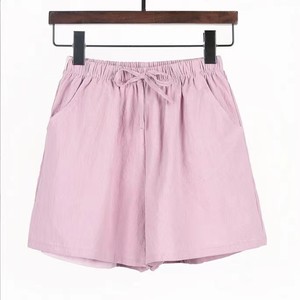 Jupe-short rose pour femme, taille élastique avec cordon de serrage, coupe ample, décontractée, couleur unie, tissu Oxford respirant, taille mi-haute - Product Image 1