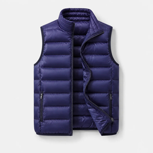 Gilet matelassé imperméable bordeaux pour homme Mego Industry, sans manches, style safari, à capuche, rembourré en polyester, coupe-vent, zippé, décontracté - Product Image 3