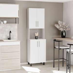 Dispensa da cucina Linden alta 76,8 pollici con due ante, mobiletto per microonde a cinque ripiani - Product Image 1