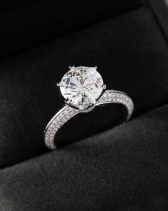 Bague de fiançailles/mariage vintage en or jaune 14 carats avec diamant de culture IGI/GIA, or blanc fin unisexe, pour anniversaire, digne d'une fête - Product Image 1