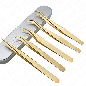 Gold Titanium Coated Eyelash Extension Tweezers Stainless Steel Professional Volume Lash Tweezers OEM <b>Precision</b> <b>Tool</b> - Product Image 2