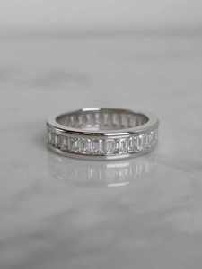 Bague en argent 925 avec diamant baguette, alliance de mariage en moissanite, bague cocktail unisexe, bijoux personnalisés, bague en platine avec diamant taille baguette - Product Image 2