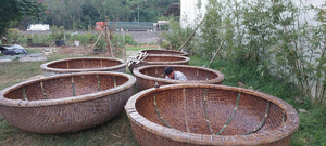 Coracle en bambou de qualité supérieure avec banc et pagaies inclus, Coracle en bambou du Vietnam pour décoration artistique - Product Image 5