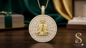 Pendentif Bouddha personnalisé, charme rond micro-incrusté, bijoux plaqués or, médaillon pour hommes et femmes - Product Image 3