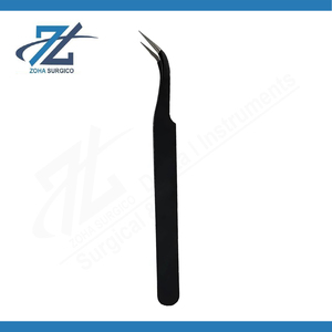 Professional Black Tweezers Set Stainless Steel Pointed Tip <b>Precision</b> Eyebrow Eyelash <b>Tool</b> Manufacture In Pakistan - Product Image 3