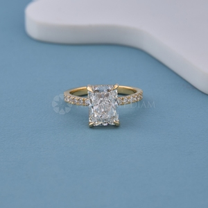 New Design Emerald Cut <b>Diamond</b> Pave <b>Ring</b> Lab Created <b>Diamond</b> <b>Ring</b> for Women's Fine <b>Diamond</b> <b>Ring</b> for Wholesale from India - Product Image 1