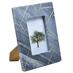 Modern Grey Marble Photo <b>Frame</b> – Geometric <b>Gold</b> Inlay Stone Picture <b>Frame</b> for Tabletop Display, Home Décor & Gifting - Product Image 3