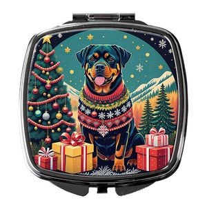 Miroir de maquillage de voyage décoratif de noël compact pour les femmes Rottweiler Design poche pliant cadeau de poche pour les filles - Product Image 1
