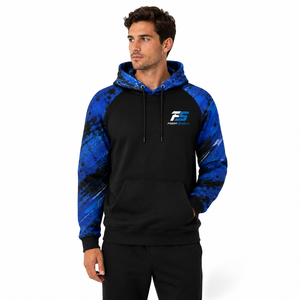 Sweat-shirt de sport personnalisé pour homme, imprimé par sublimation, pull-over respirant pour l'entraînement en salle de sport, vêtements de sport bleu noir streetwear - Product Image 3