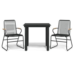 Petit ensemble de salle à manger de jardin en rotin PVC noir durable, meubles de patio - Product Image 2